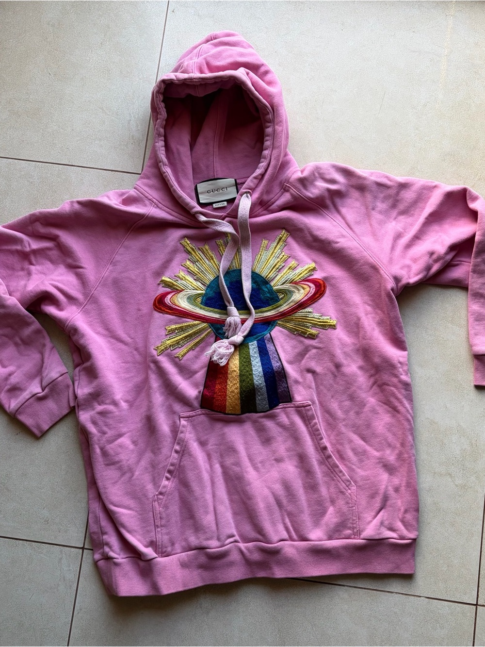 Gucci Pink Oversized Embroidered Hoodie - Saturn/UFO